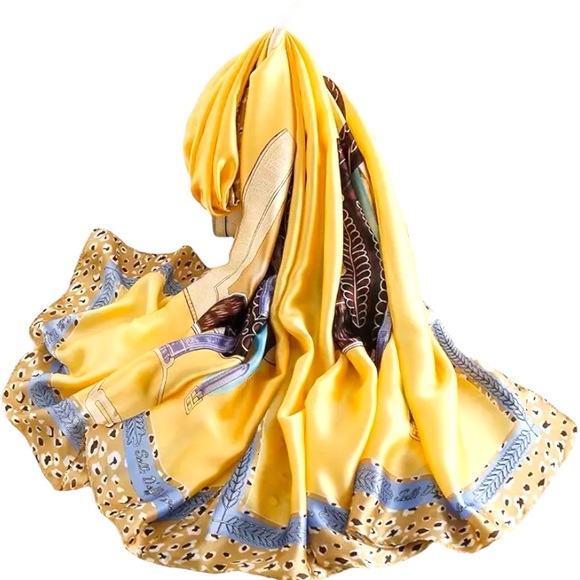 Large Silky Satin Scarf Shawl - Picture 3 of 3